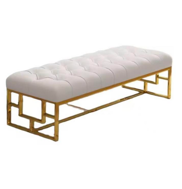 Banquette d'Accueil Matelassée XS-C024 – Pieds Dorés Institut de Beauté