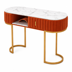 Table de Manucure Velours XS-M09 – Design Luxe Pieds Dorés