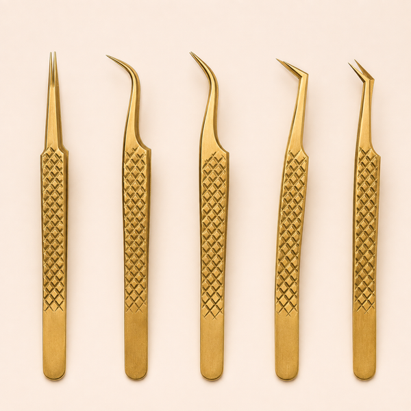 Pince à Griffe GOLD Extension Cils — 5 Formes (M, N, U, W, Y)