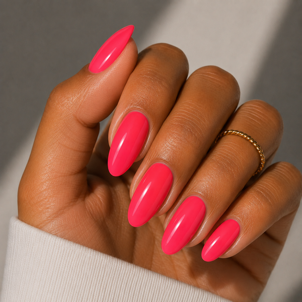 Néon #3 — rouge framboise intense sur Gel X stiletto
