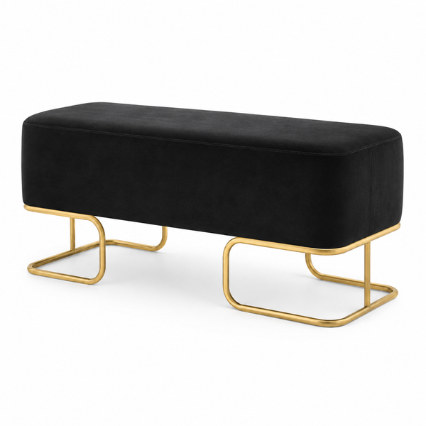 Banquette d'Attente Élégante XS-C019 – Pieds Dorés Salon de Beauté