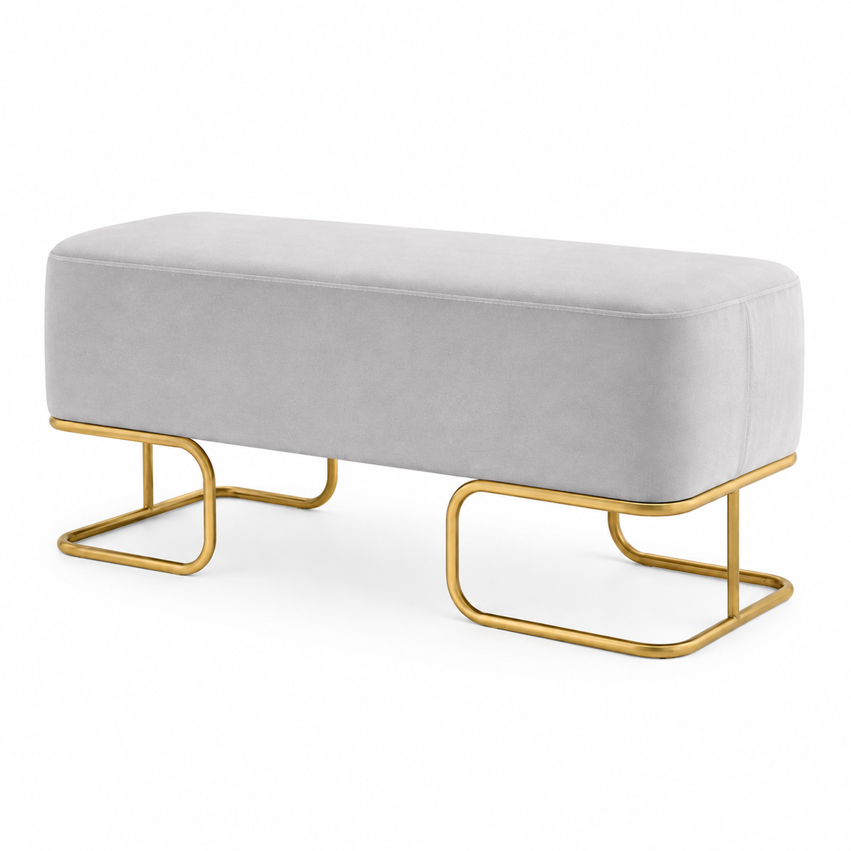 Banquette d'Attente Élégante XS-C019 – Pieds Dorés Salon de Beauté Le Monde de l'Esthétique