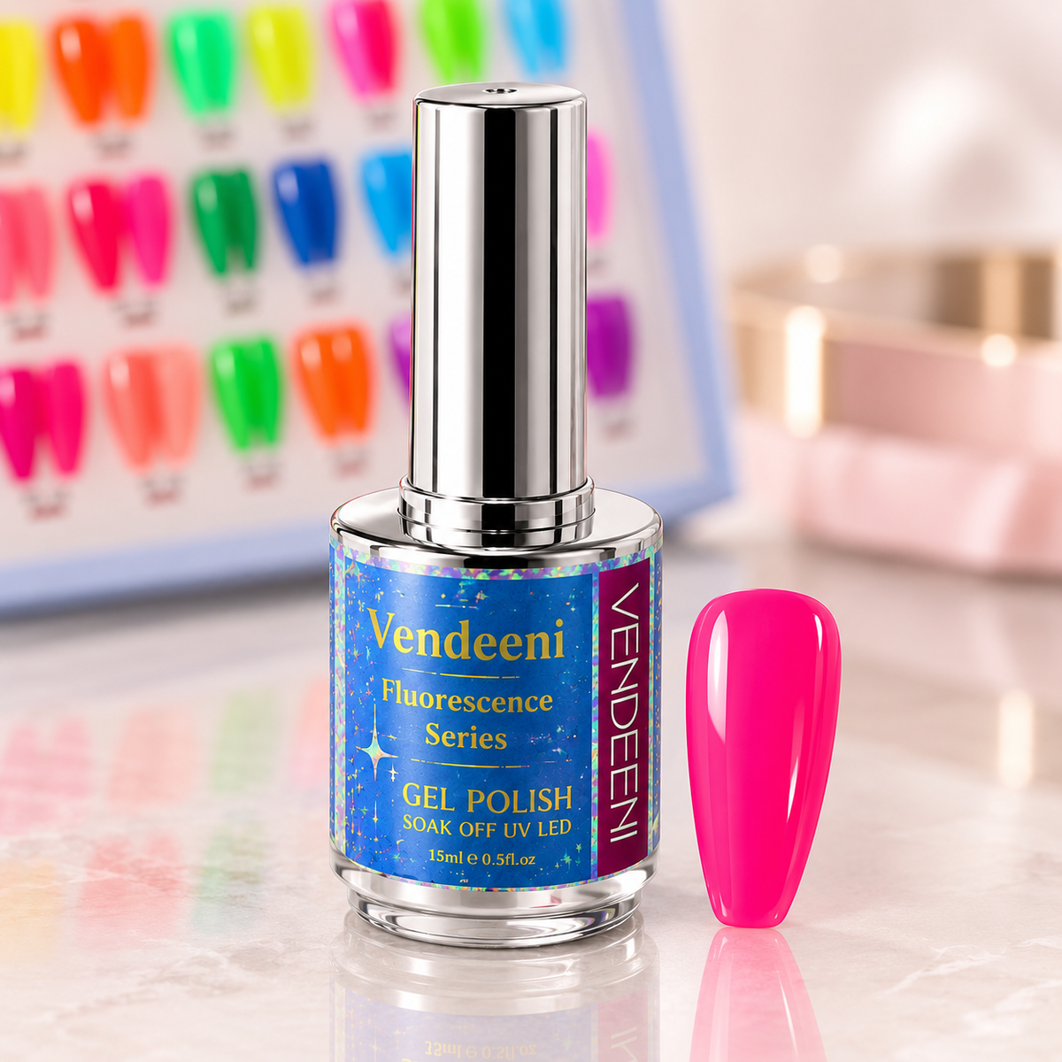 Vernis Semi-Permanent Fluorescent — Couleurs Néon & Fluo VENDENEE
