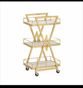 CHARIOT EN CERAMIC MARBRET ET OR