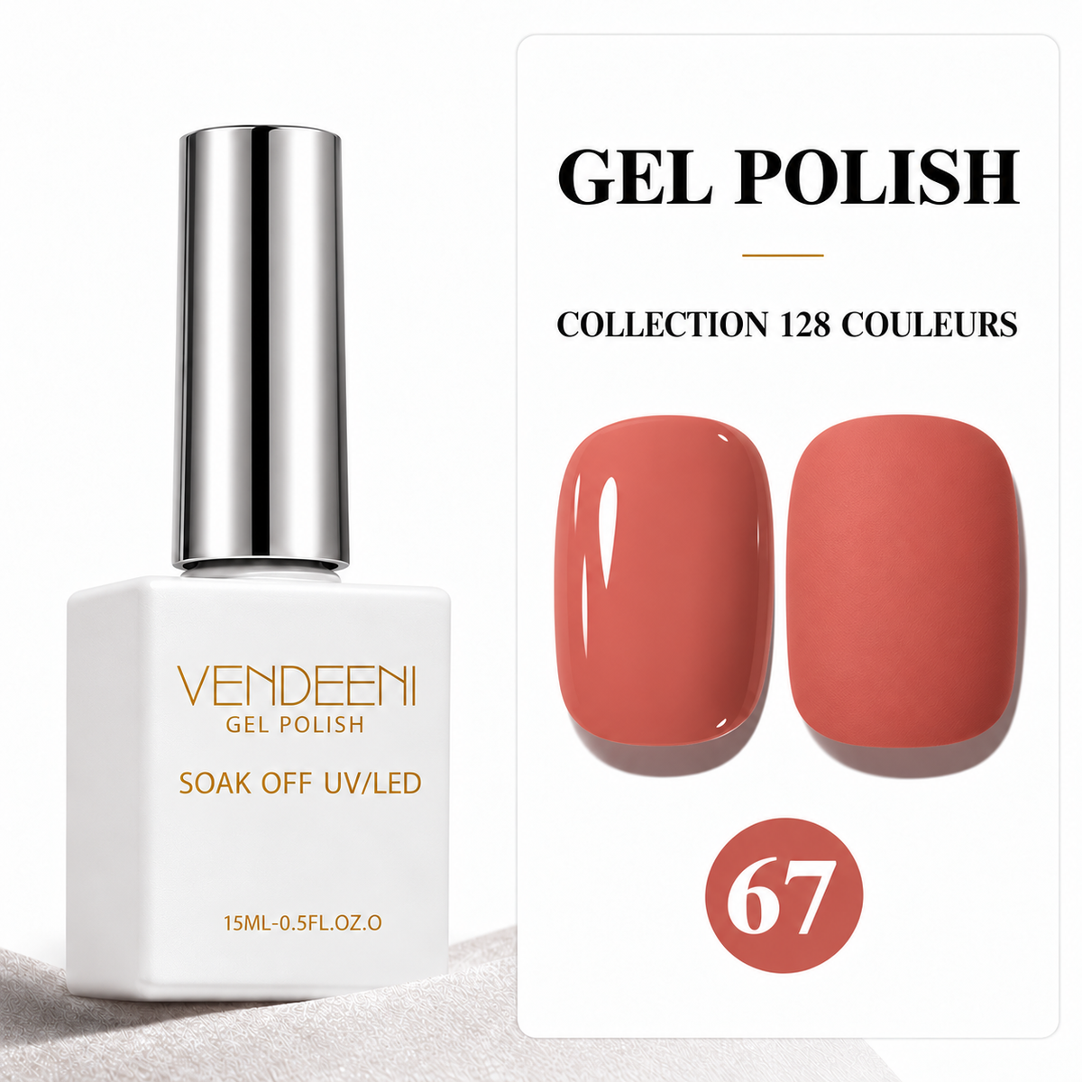 VENDEENI Vernis Gel Semi-Permanent UV/LED – Collection 128 Teintes VENDEENI