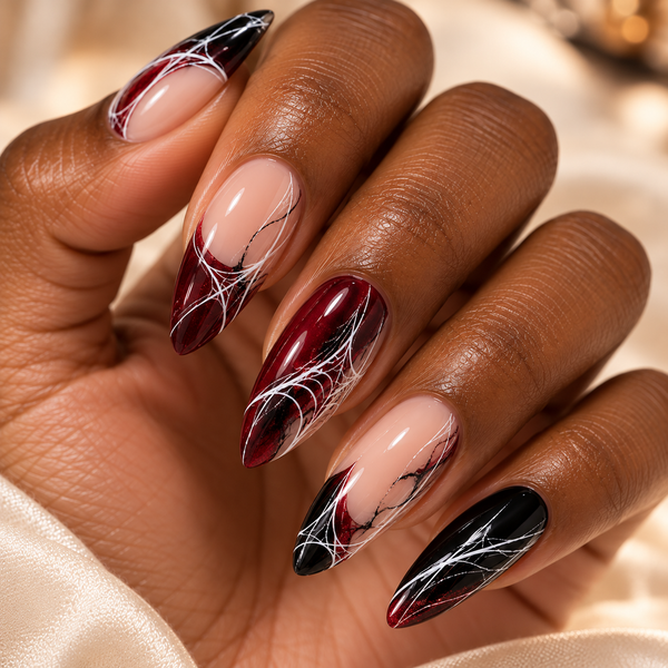 Burgundy Web — filaments blancs sur noir & bordeaux