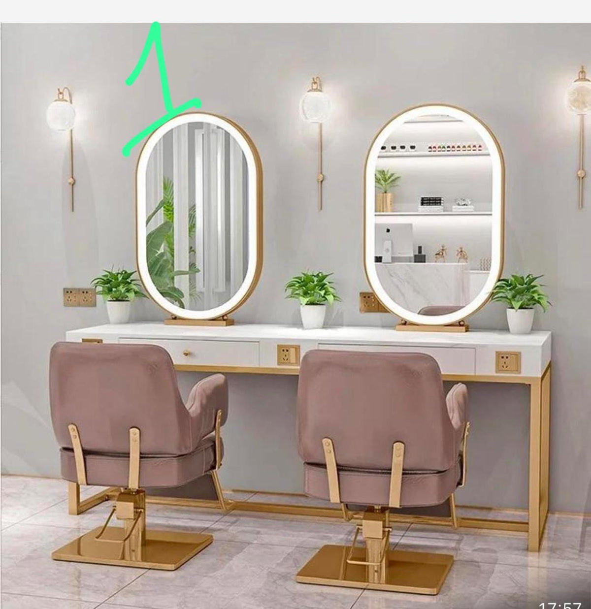 XS-MS04 ENSEMBLE COIFFURE AVEC 2 MIROIR SANS CHAISE LE MONDE LESTHETIQUE