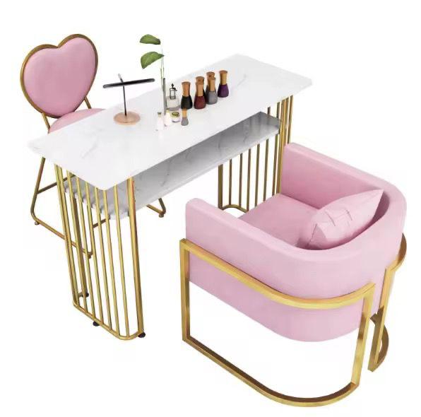 Fauteuil Client Velours Rose XS-M05 – Grand Fauteuil Rembourré Salon Manucure Le Monde de l'Esthétique