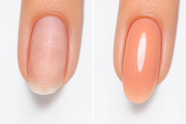 Avant / Après — Rubber Base N9 Pêche Velours