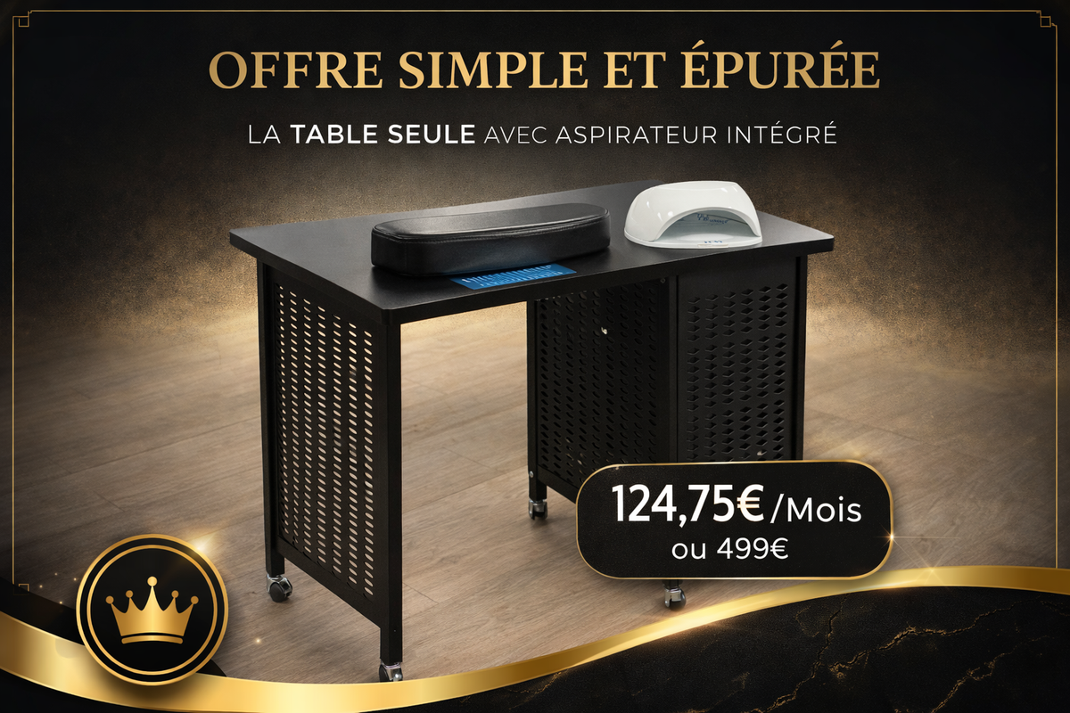 Table débutant aspirateur intégré +lampe UV offert Monde de l'Esthétique