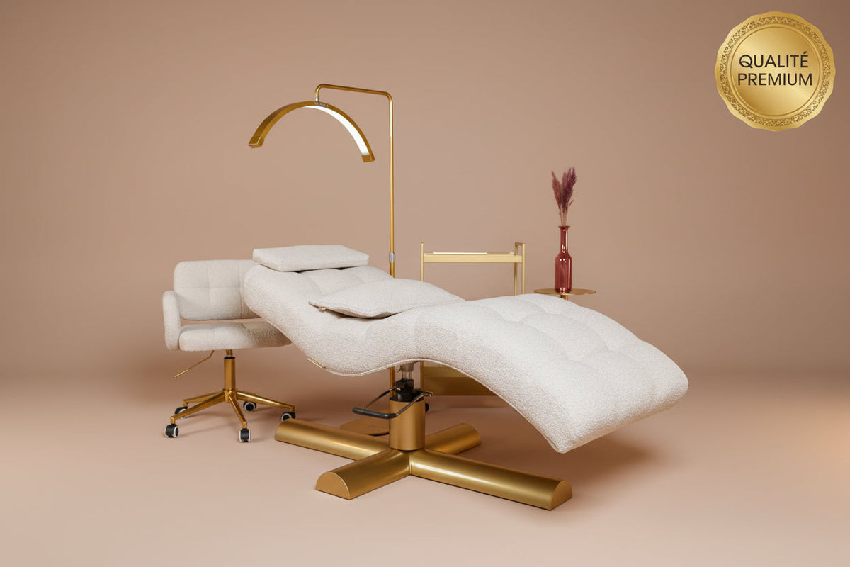 Ensemble complet, Table d’Extention Cils réglable et pliable+chaise LE MONDE LESTHETIQUE