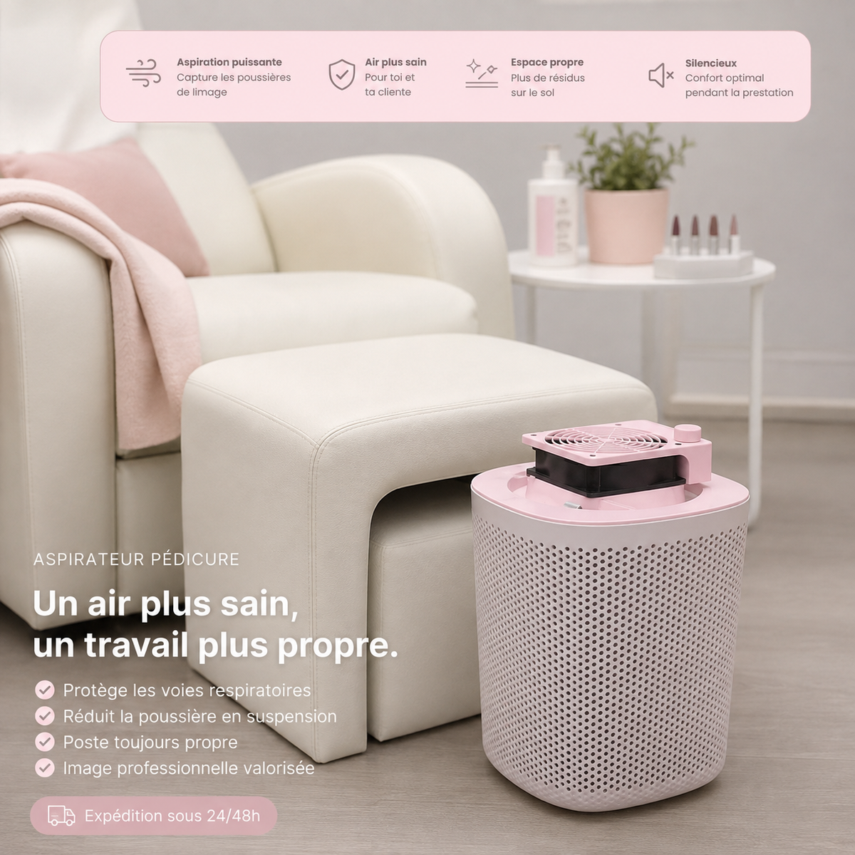 Aspirateur pédicure professionnel anti-poussière Le Monde de l'Esthétique