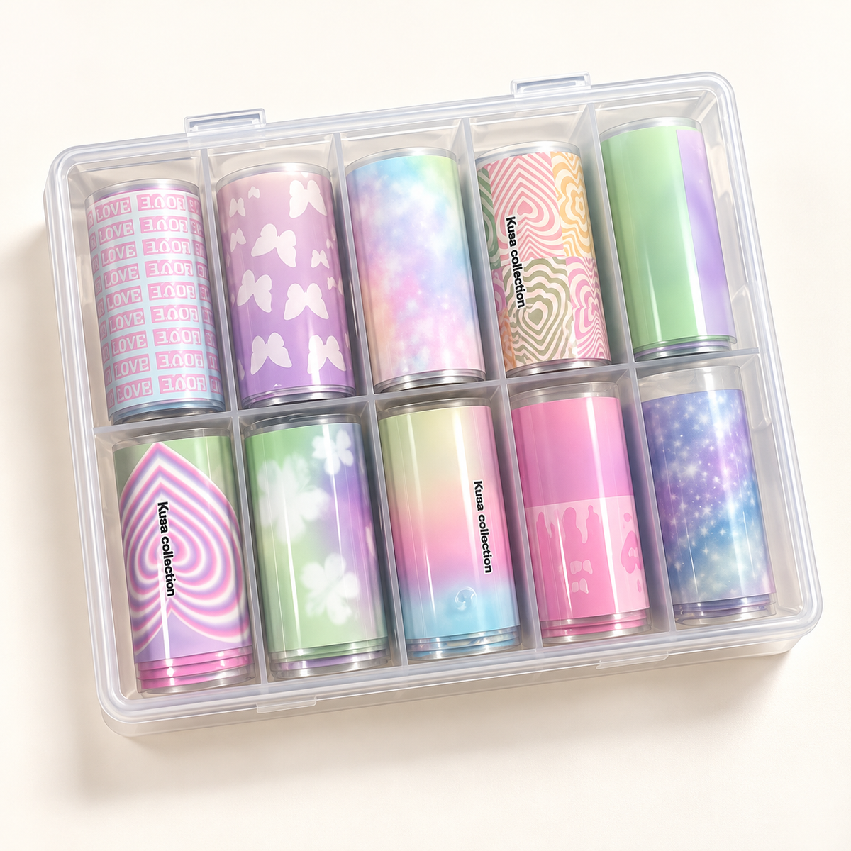 Foil Stickers Nail Art – Coffret 10 Rouleaux à Motifs Monde de l'Esthétique