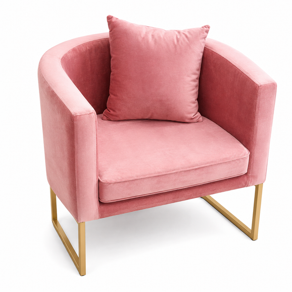 Fauteuil Client Velours Rose XS-M05 – Grand Fauteuil Rembourré Salon Manucure