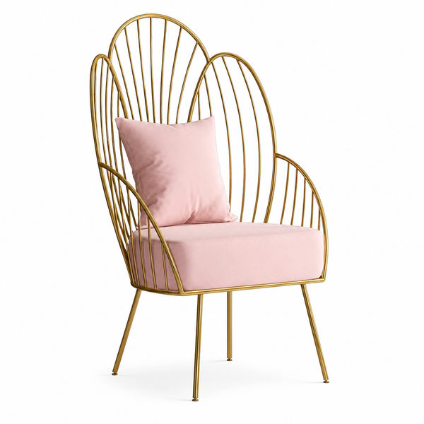 Chaise Fleur Dorée XS-C03 – Accueil & Réception Salon de Beauté