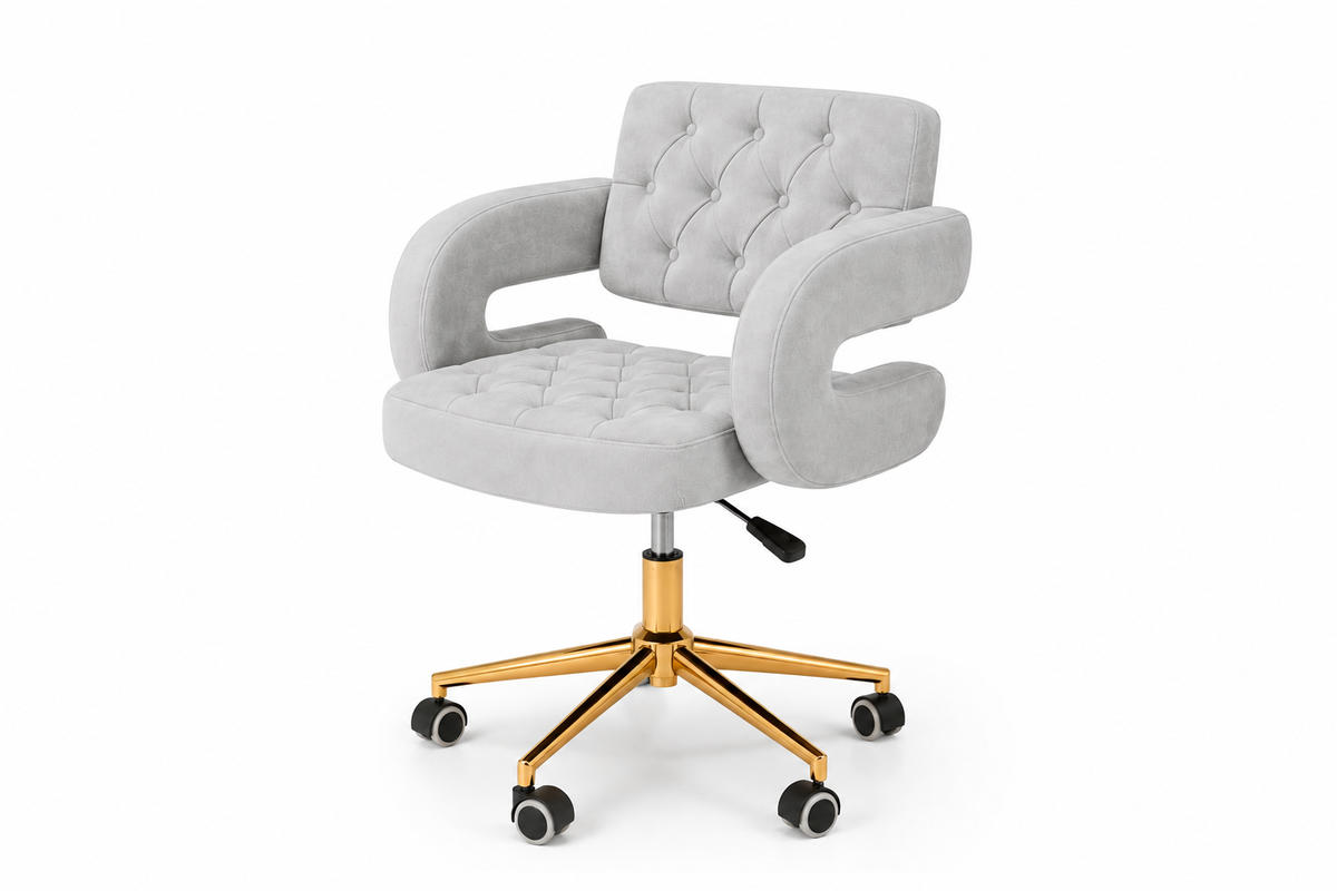 Chaise Professionnelle Velours Gris avec Dossier Ergonomique et Repose-Main – XS-C41 LE MONDE LESTHETIQUE