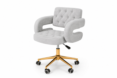 Chaise Professionnelle Velours Gris avec Dossier Ergonomique et Repose-Main – XS-C41 LE MONDE LESTHETIQUE