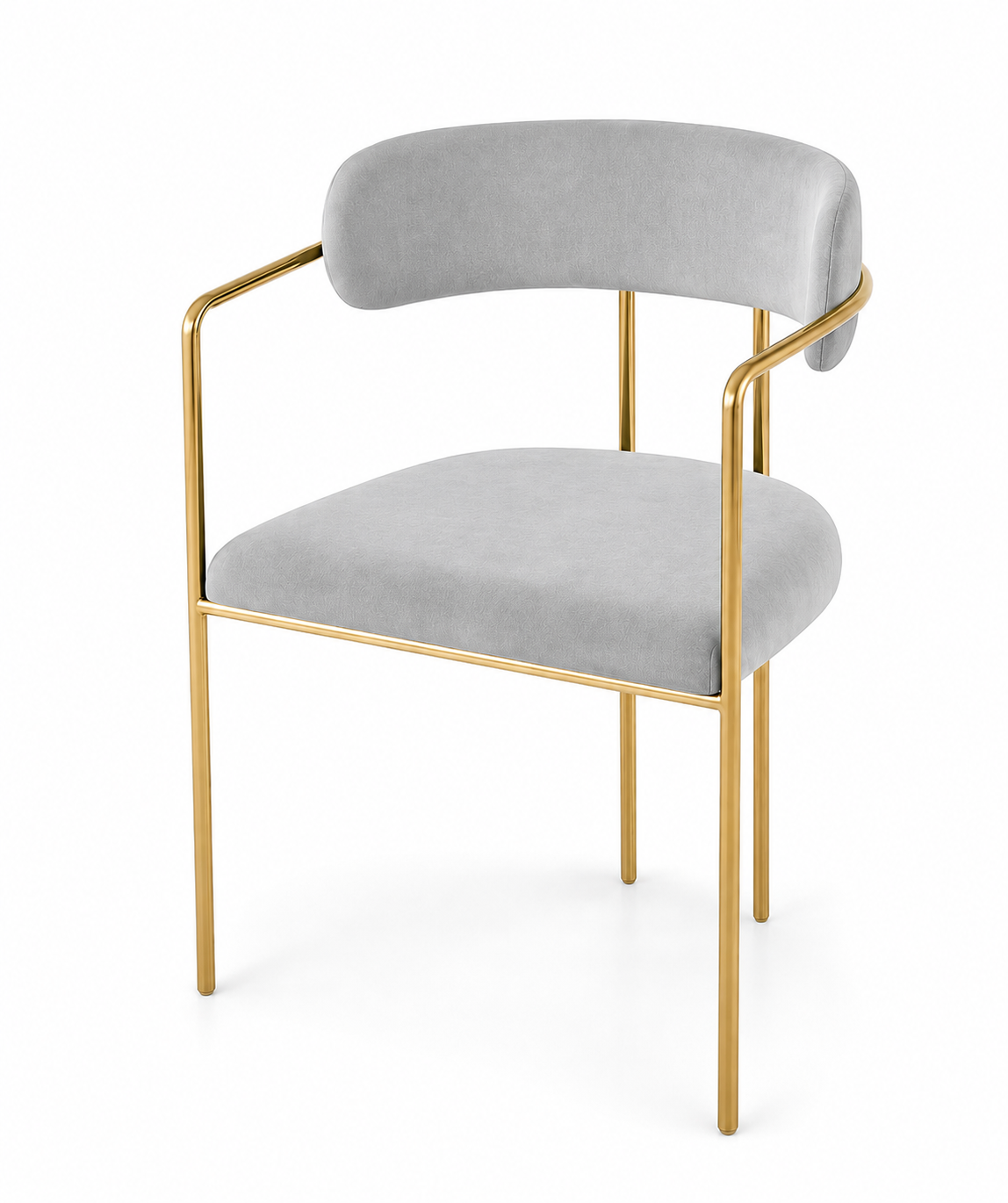 Chaise Client Velours Gris Pieds Dorés XS-C09 LE MONDE LESTHETIQUE