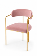 Chaise Client Velours Rose Pieds Dorés XS-C09