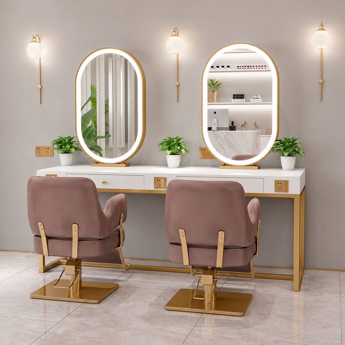 Poste Double Coiffure Premium avec 2 Miroirs – XS-MS04 LE MONDE LESTHETIQUE