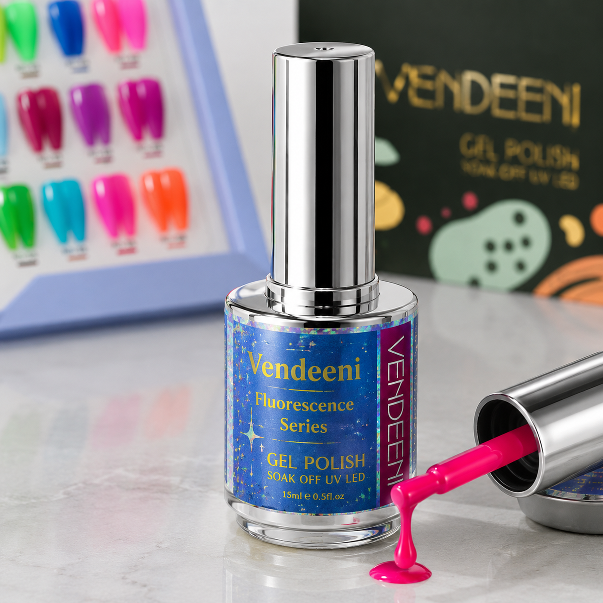 Vernis Semi-Permanent Fluorescence VENDEENI — Couleurs Néon & Fluo VENDENEE