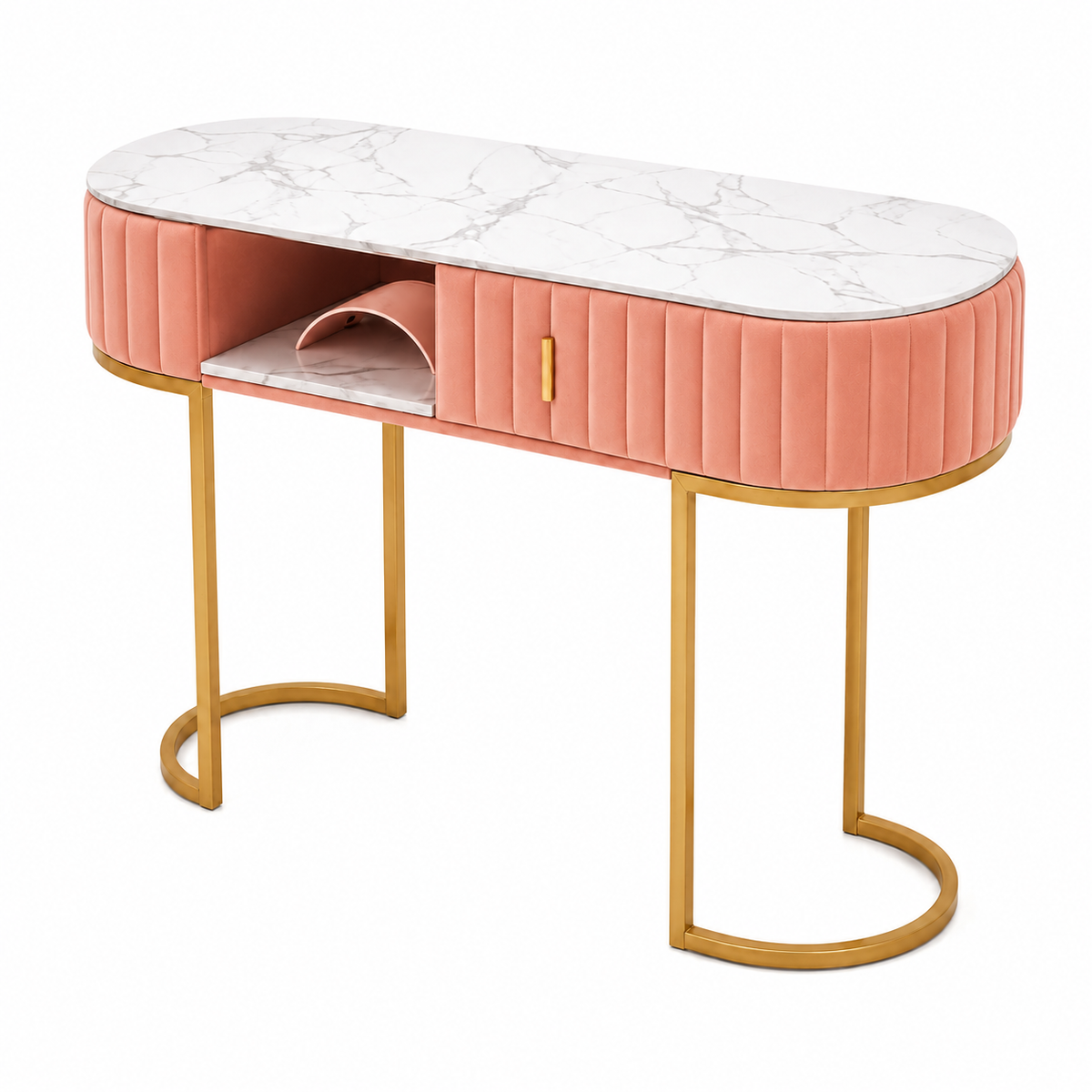 Table de Manucure Velours XS-M09 – Design Luxe Pieds Dorés Le Monde de l'Esthétique
