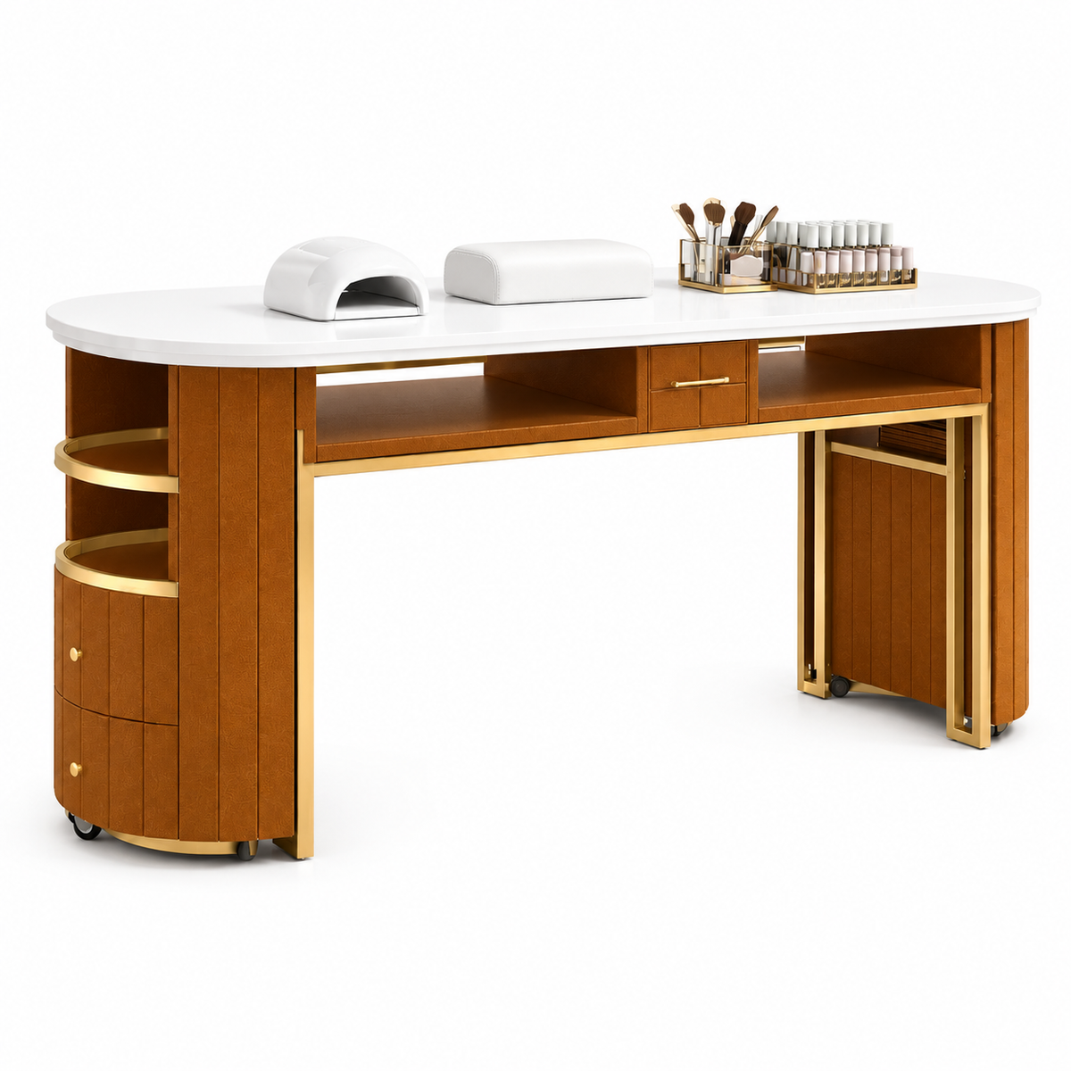 XS-04 TABLE DE MANUCURE DOUBLE — Marron Le Monde de l'Esthétique