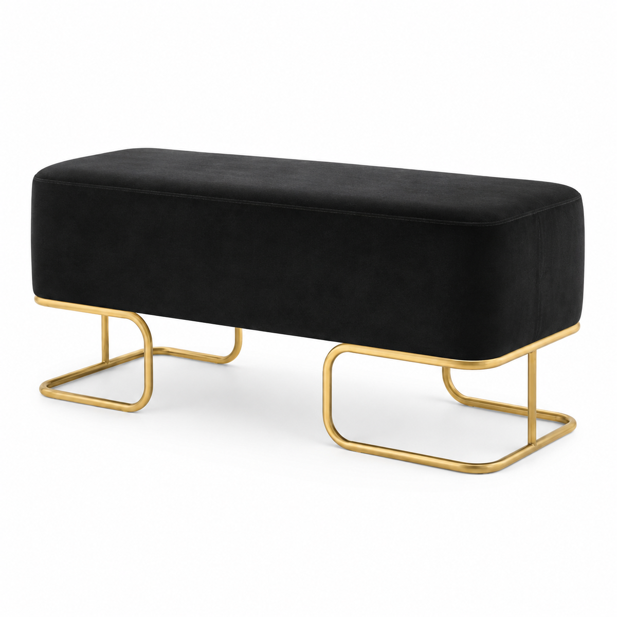 Banquette d'Attente Élégante XS-C019 – Pieds Dorés Salon de Beauté Le Monde de l'Esthétique