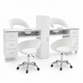 Ensemble Manucure Double Poste DuoGlass LED – Table + 4 Chaises