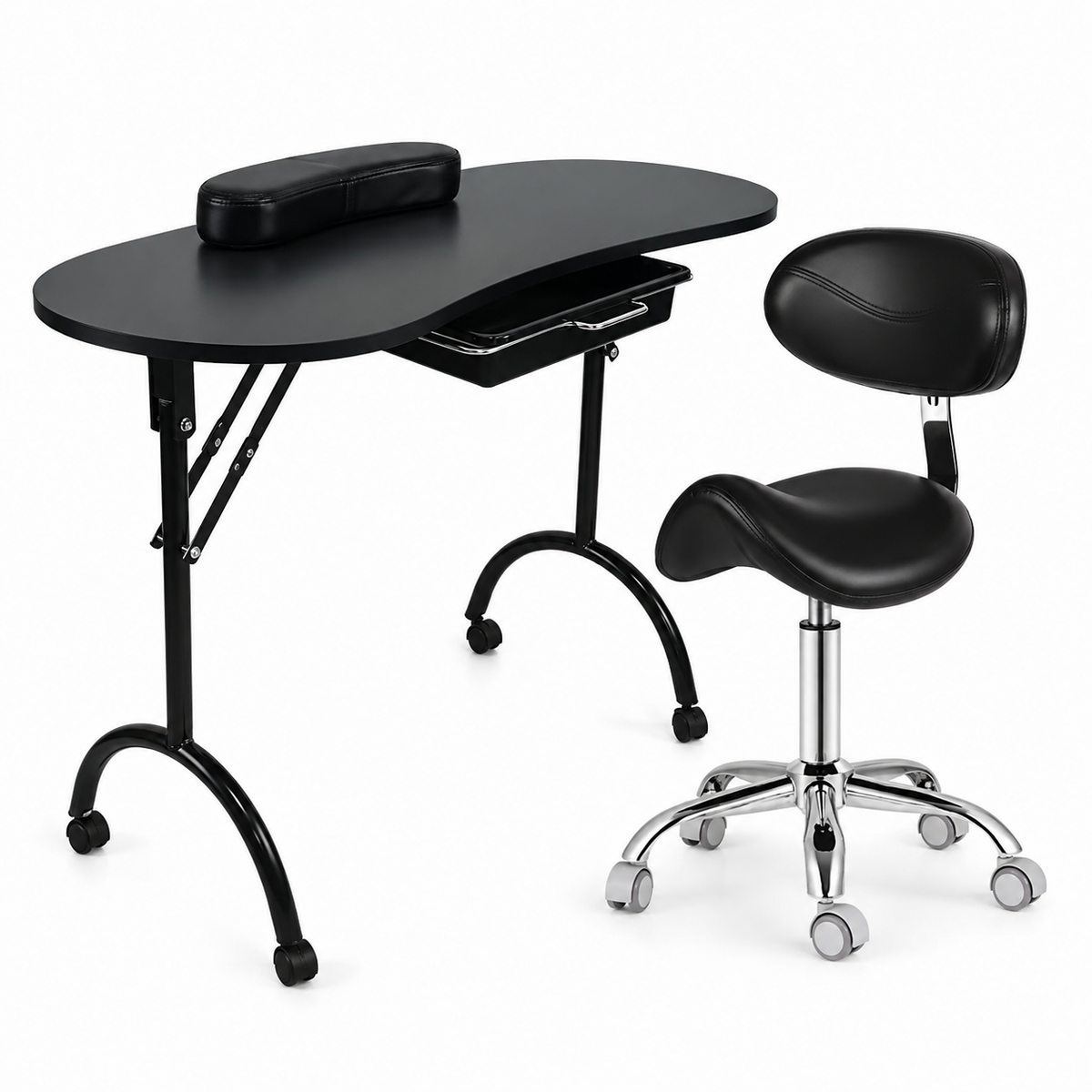 Table de Manucure Pliante XS-MB05 – Tiroir + Coussin + Chaise | Salon Pro Le Monde de l'Esthétique