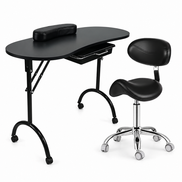 Table de Manucure Pliante XS-MB05 – Tiroir + Coussin + Chaise | Salon Pro