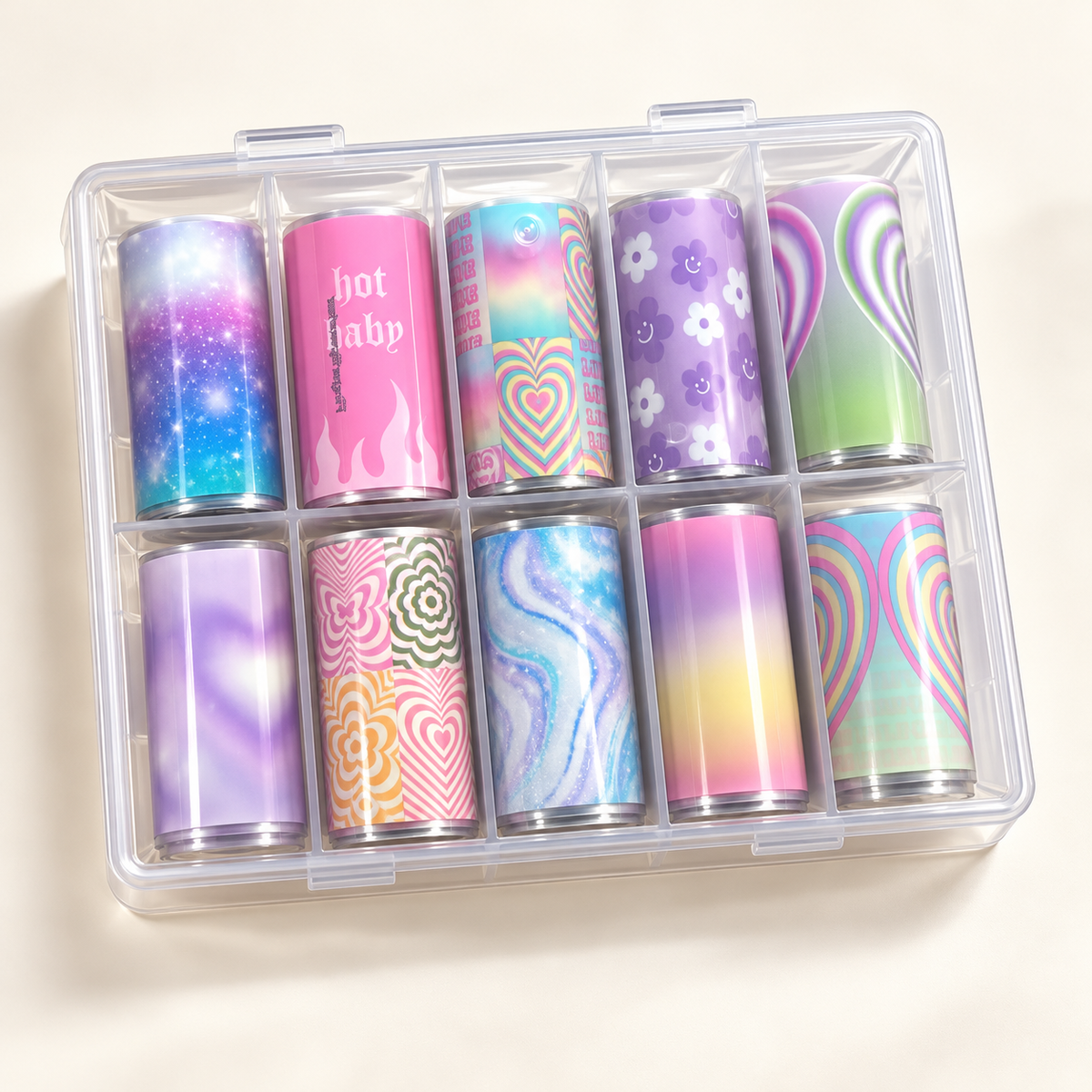 Foil Stickers Nail Art – Coffret 10 Rouleaux à Motifs Monde de l'Esthétique