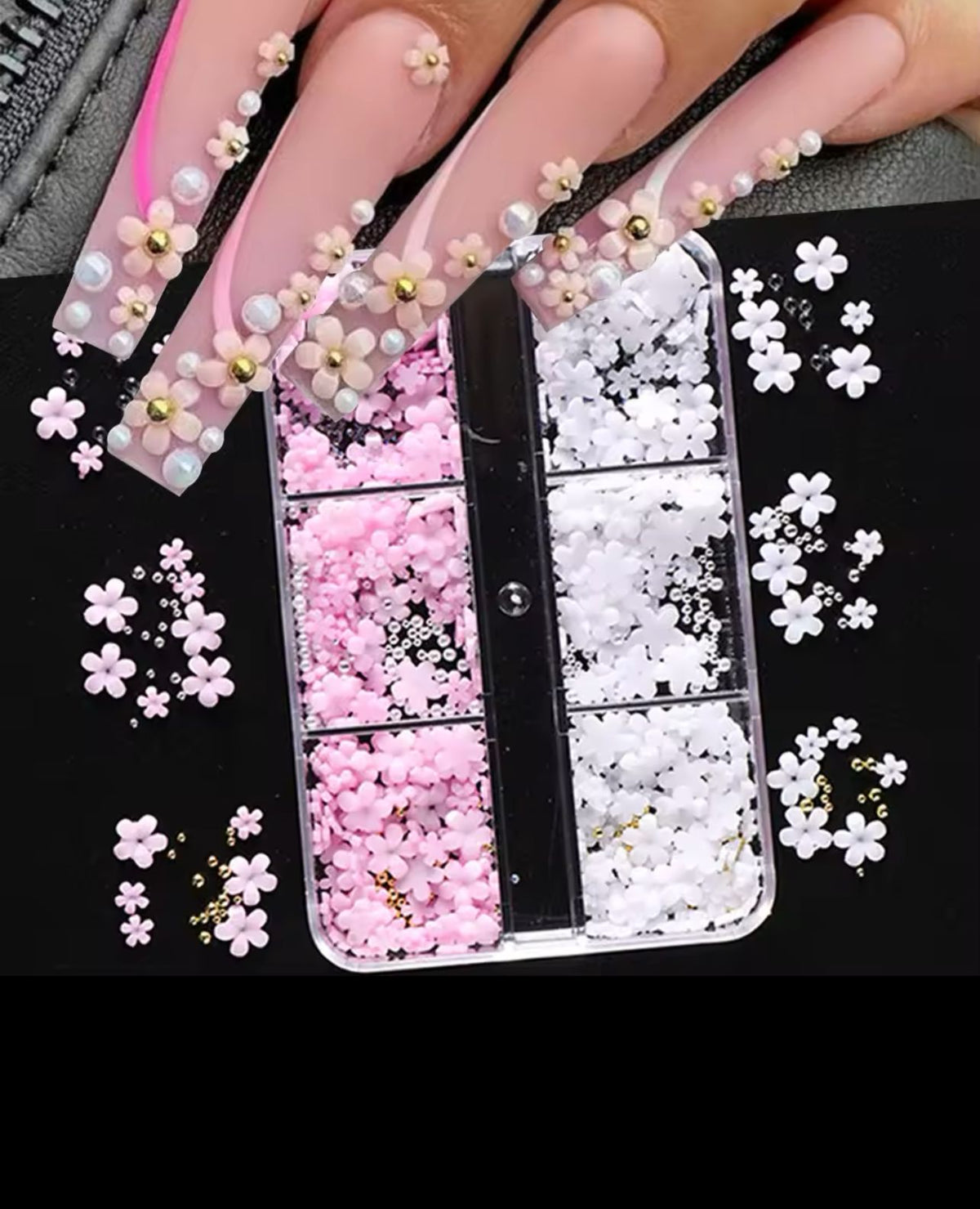 PETIT FLEURS ACRYLIQUE ROSE/BLANC