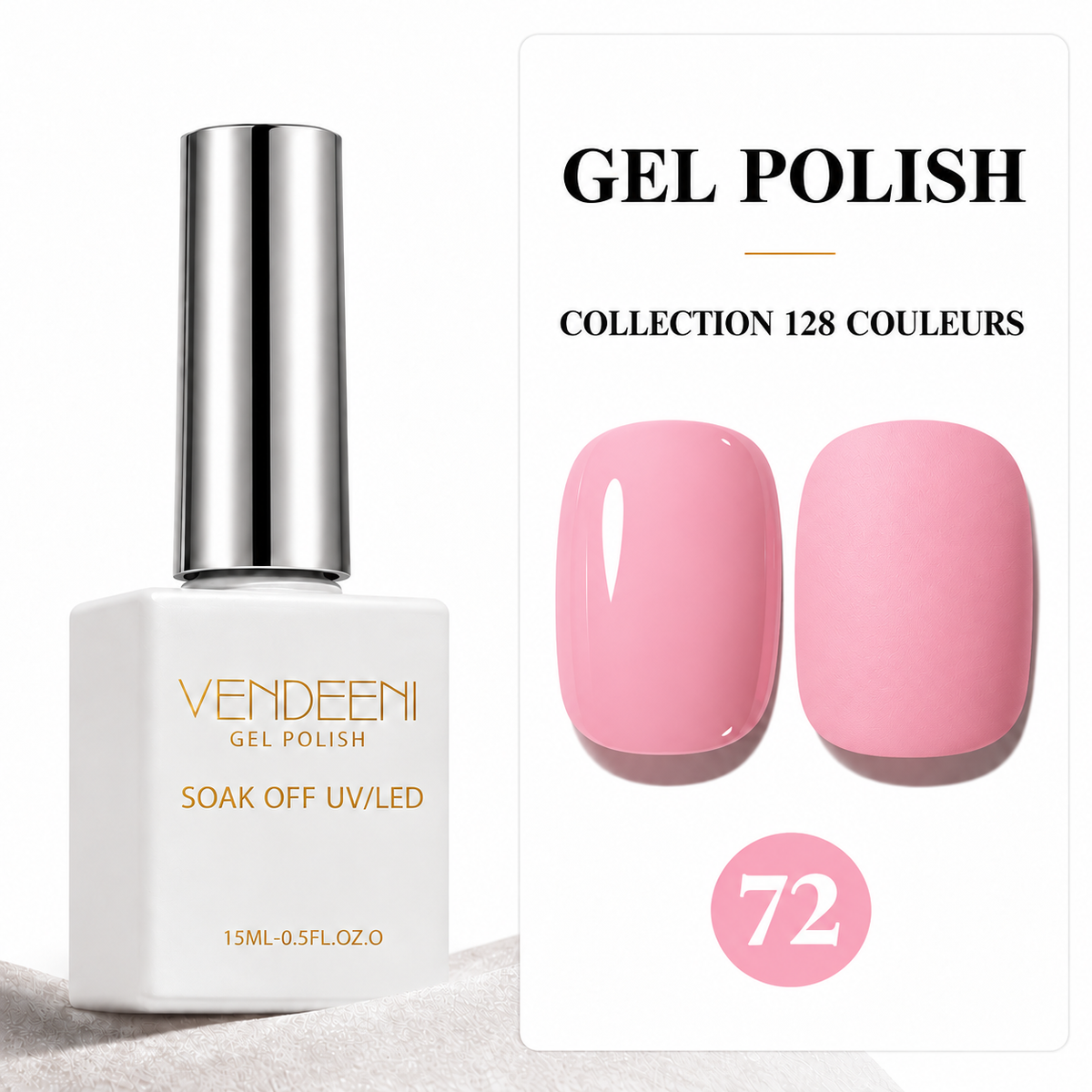 VENDEENI Vernis Gel Semi-Permanent UV/LED – Collection 128 Teintes VENDEENI