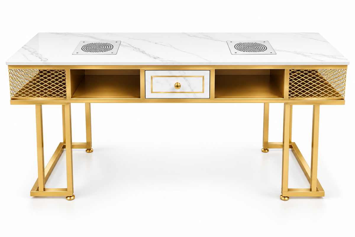 Table de Manucure Professionnelle XS-M051 – Effet Marbre & Aspirateur Intégré LE MONDE LESTHETIQUE