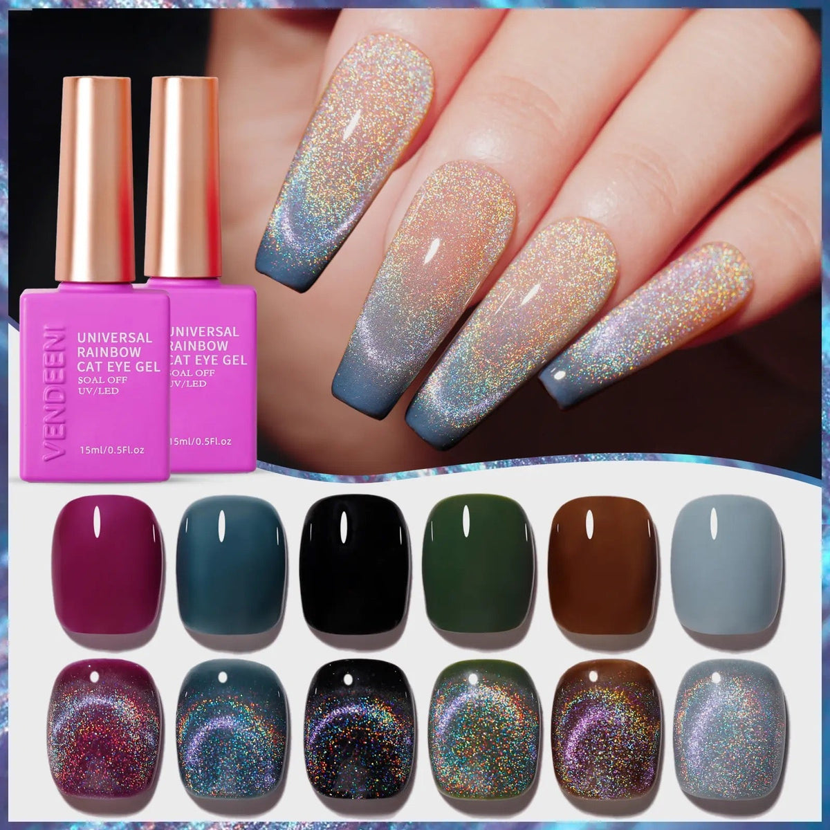 UNIVERSAL RAINBOW CAT EYE GEL ROYALPEDINIALS DISTRIBUTION